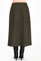 TWILL DENIM CARGO SKIRT 080125