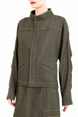 TWILL DENIM ZIP UP JACKET 080125