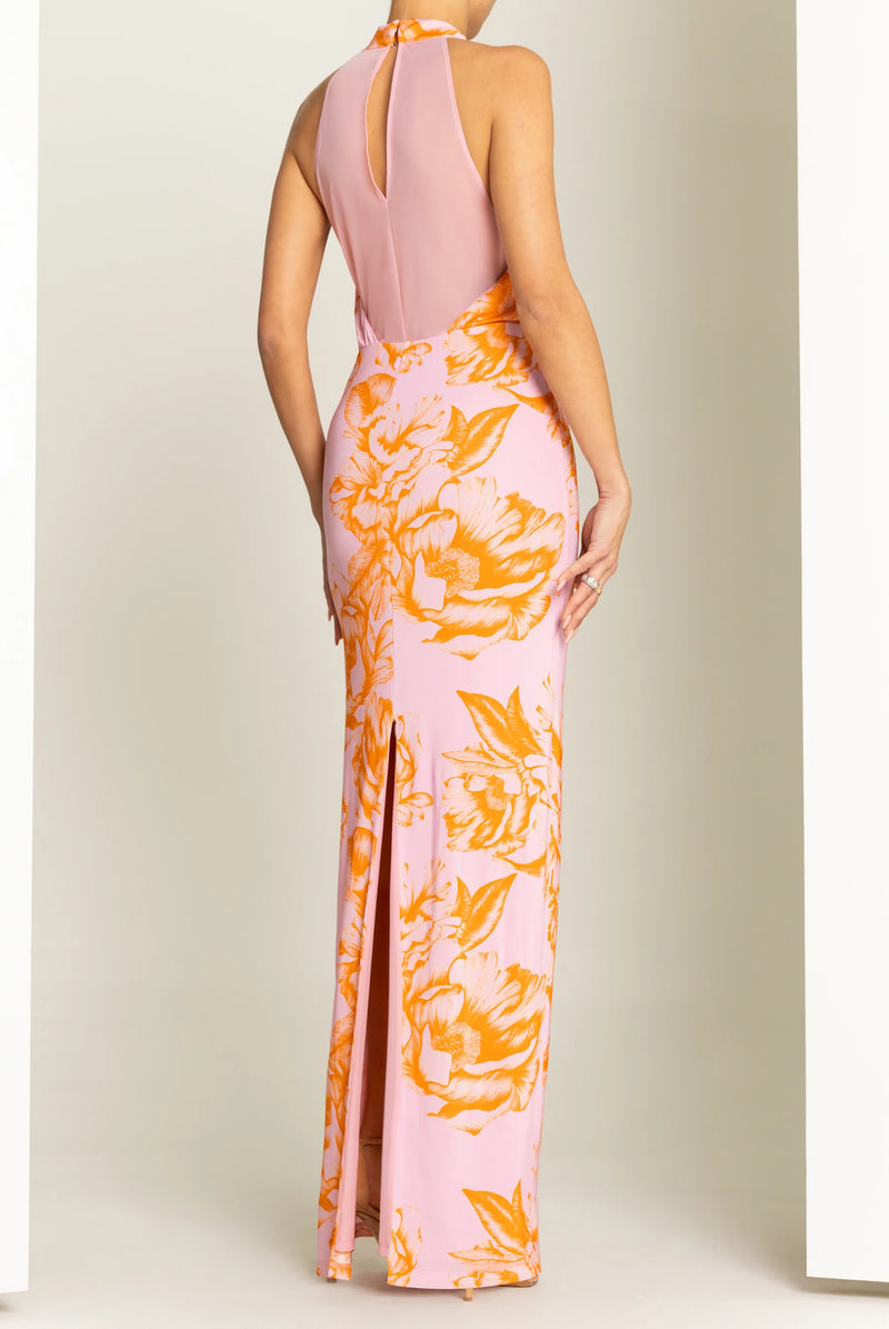 elowen maxi dress Elowen Yellow Satin Maxi Dress with Lace Trim and Slit, XL / Yellow