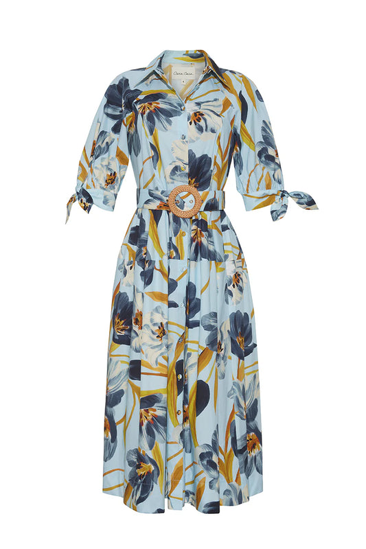 CARO MIDI BELTED DRESS 022126