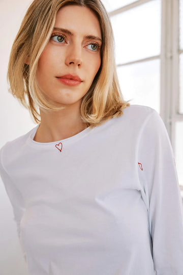 EMBROIDERED HEART LS TEE 020126