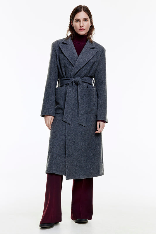 BELTED WRAP COAT 090624