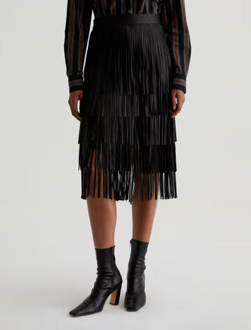 MARISSA LEATHER FRINGE SKIRT 111425