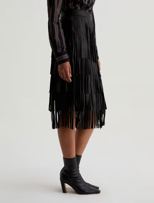 MARISSA LEATHER FRINGE SKIRT 111425