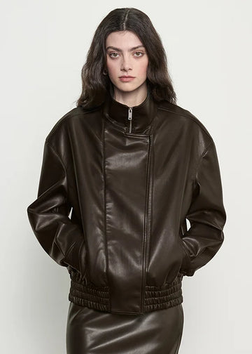 OVERSIZE LEATH BOMBER 090326