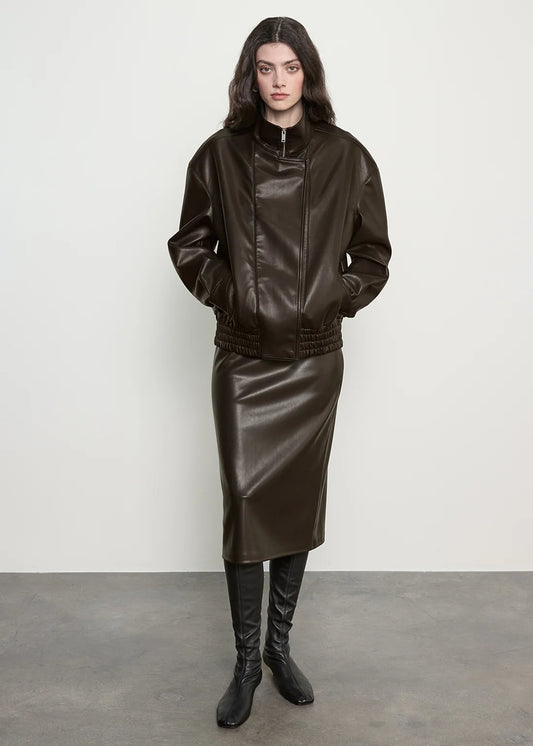 OVERSIZE LEATH BOMBER 090326