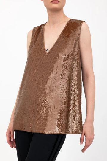 SEQUINS V NECK SHELL TOP 110924