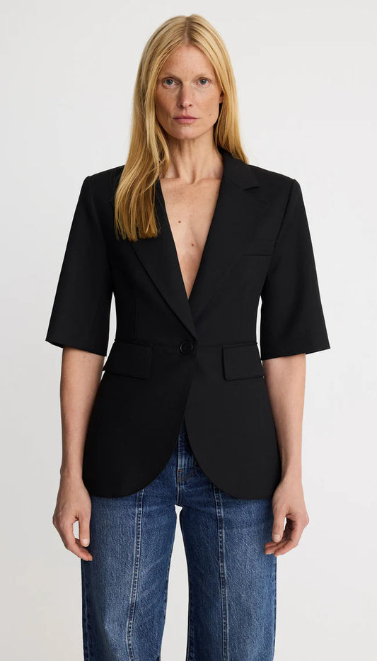 SHORT SLEEVE SEAMED BLAZER 072226