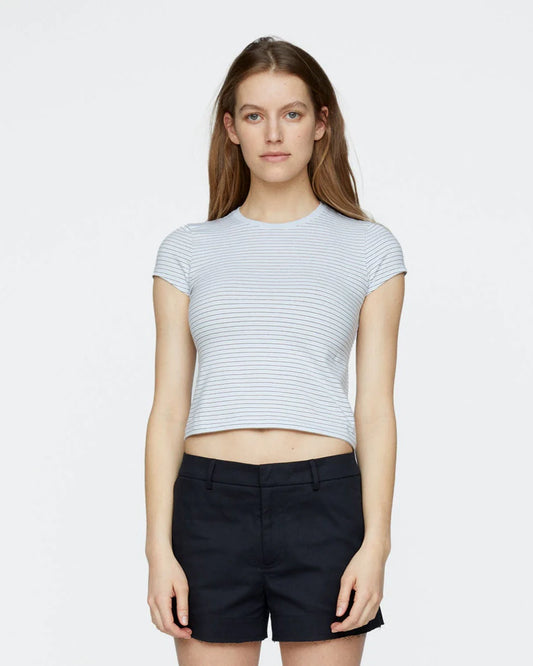 STRIPED COTTON CROP TEE 040726
