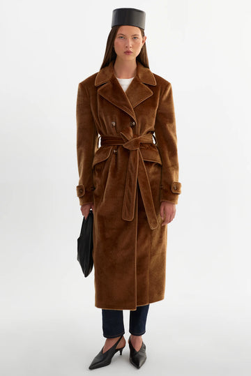 WILDA FAUX HAIR TRENCH 100626