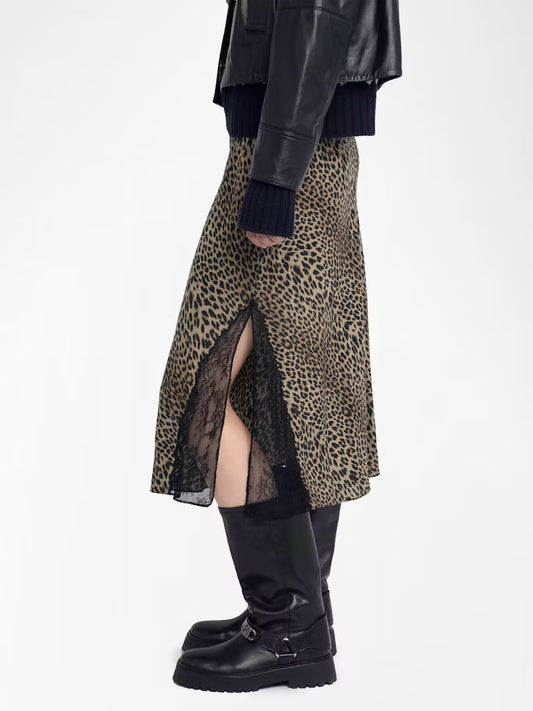 JAYLA LEOPARD MIDI SKIRT 081325