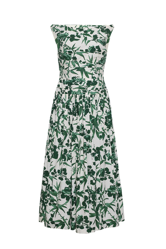 ZORA TOILE GREEN DRESS 022126