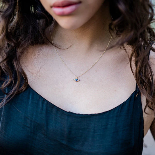 BLUE CRYSTAL EVIL EYE NECKLACE