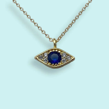 BLUE CRYSTAL EVIL EYE NECKLACE