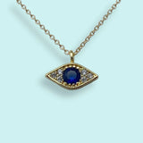 BLUE CRYSTAL EVIL EYE NECKLACE