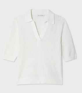 W+W COTTON CASHMERE MESH POLO TOP