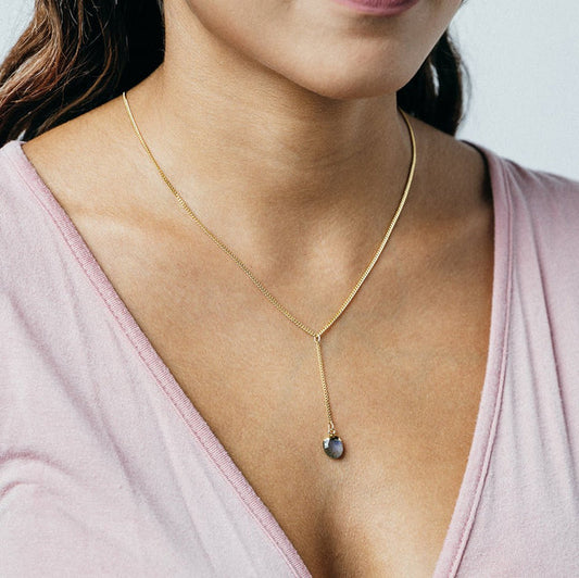 LABRADORITE Y DROP NECKLACE