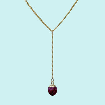 RUBY STONE Y DROP NECKLACE