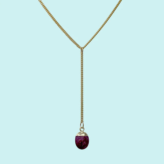 RUBY STONE Y DROP NECKLACE