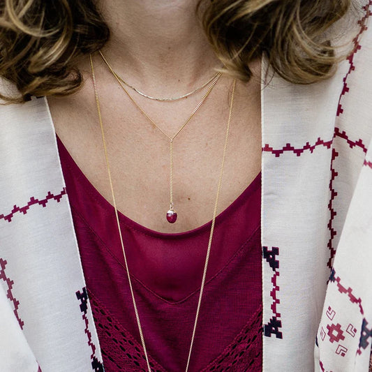 RUBY STONE Y DROP NECKLACE