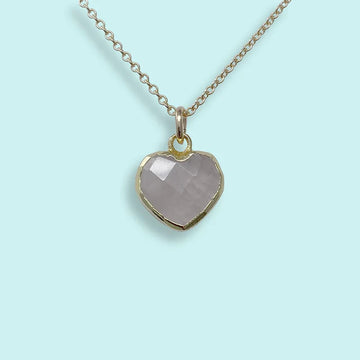 ROSE QUARTZ HEART STONE NECKLACE