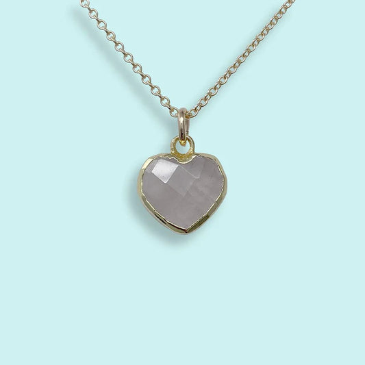ROSE QUARTZ HEART STONE NECKLACE