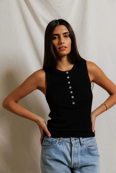 LORETTA RIB HENLEY TANK 051326