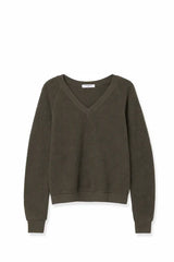 ZURI REVERSE FLEECE V NECK